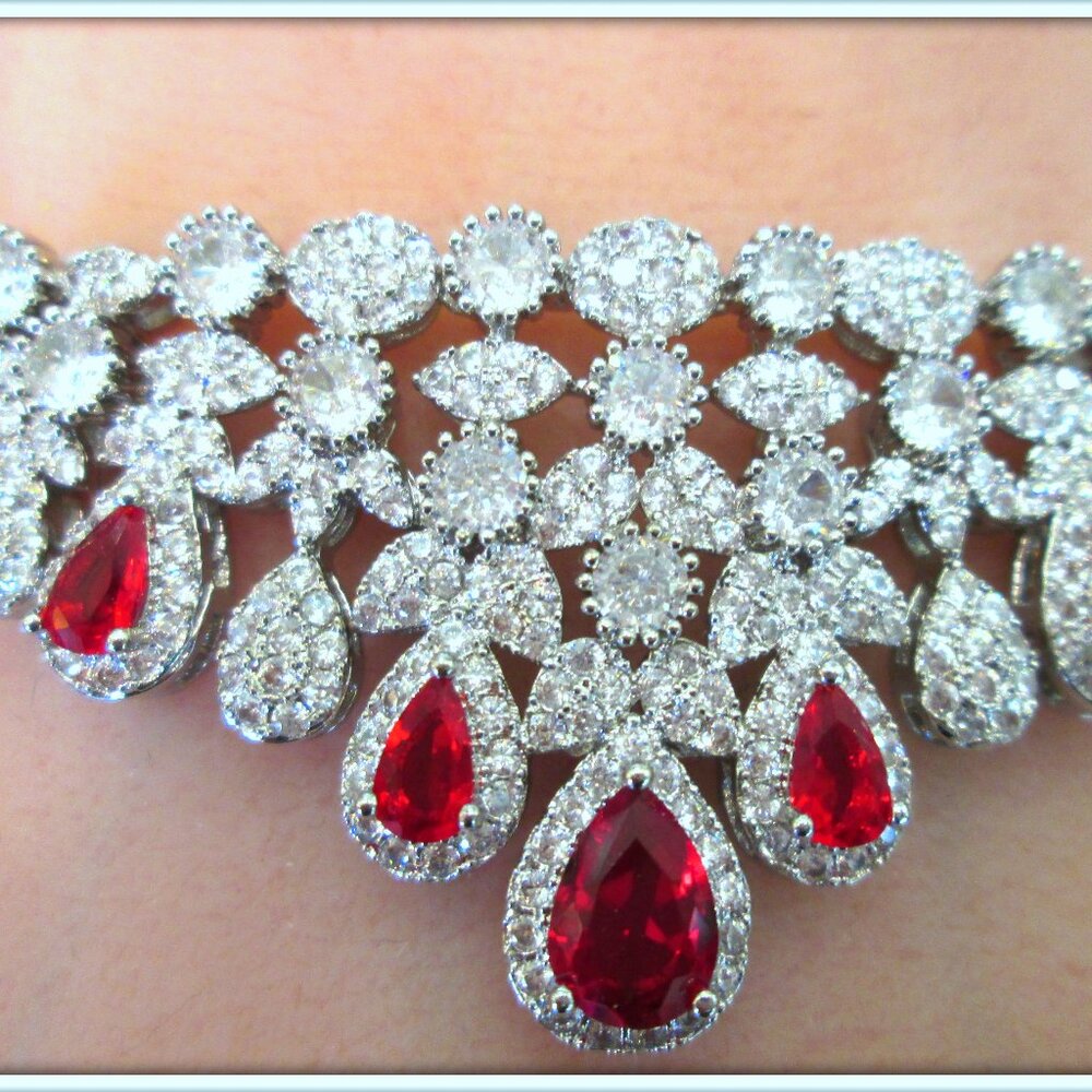 Ruby Pear Cut Gemstone Bracelet Ring Set 18k Gold… - image 3